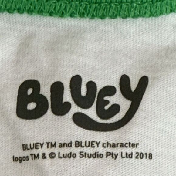 Disney Bluey Ringer White & Green Shamrock Short Sleeve Cropped T-shirt NEW! - Picture 6 of 8